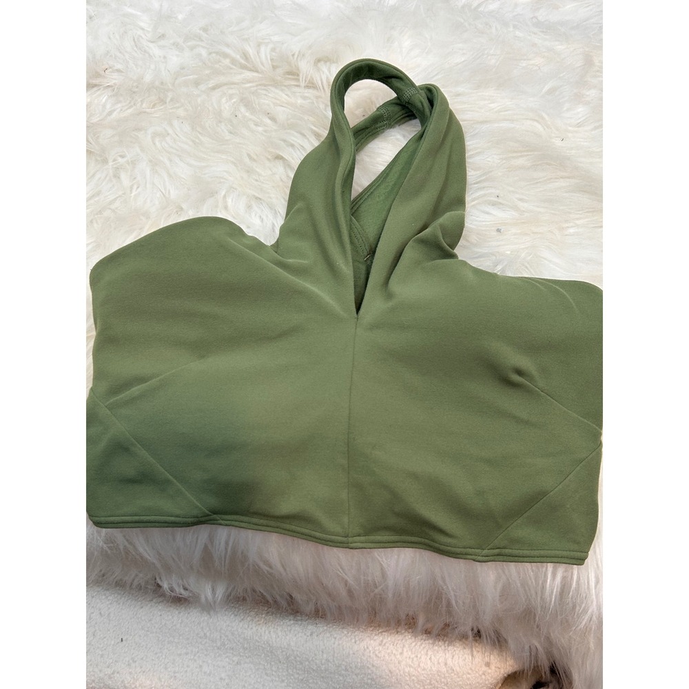 Lululemon Key to Balance Yoga Bra Olive Green Halter Neck Sports Bra Tank Top 4‎